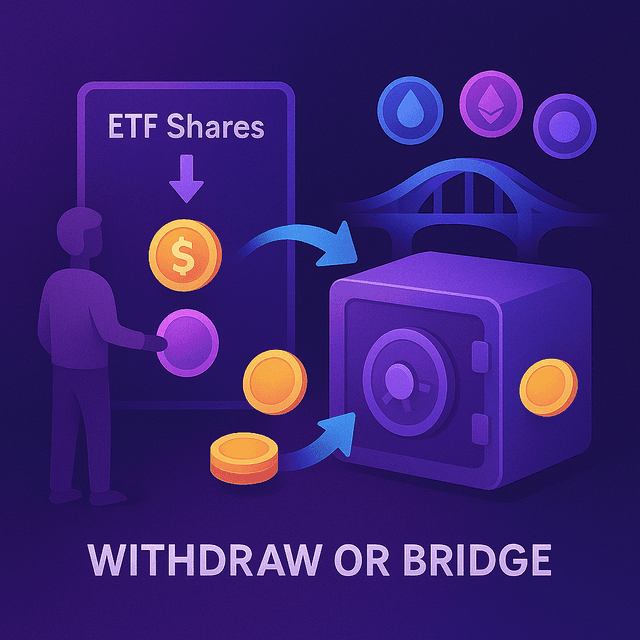 Illustration of withdrawing or bridging assets
